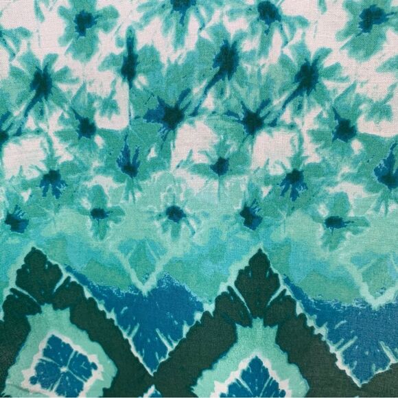 BeachLunchLounge Aqua Azetec Design 3/4 Sleeve Tunic Top Large - Picture 3 of 10